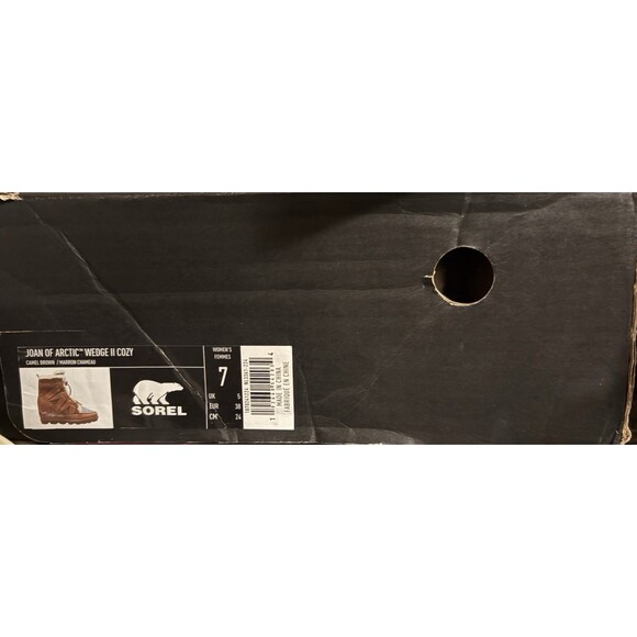 NIB ($250) Sorel JOAN Of ARCTIC WEDGE II COZY Shearling Boots,Camel Brown Size 7 - Picture 5 of 5